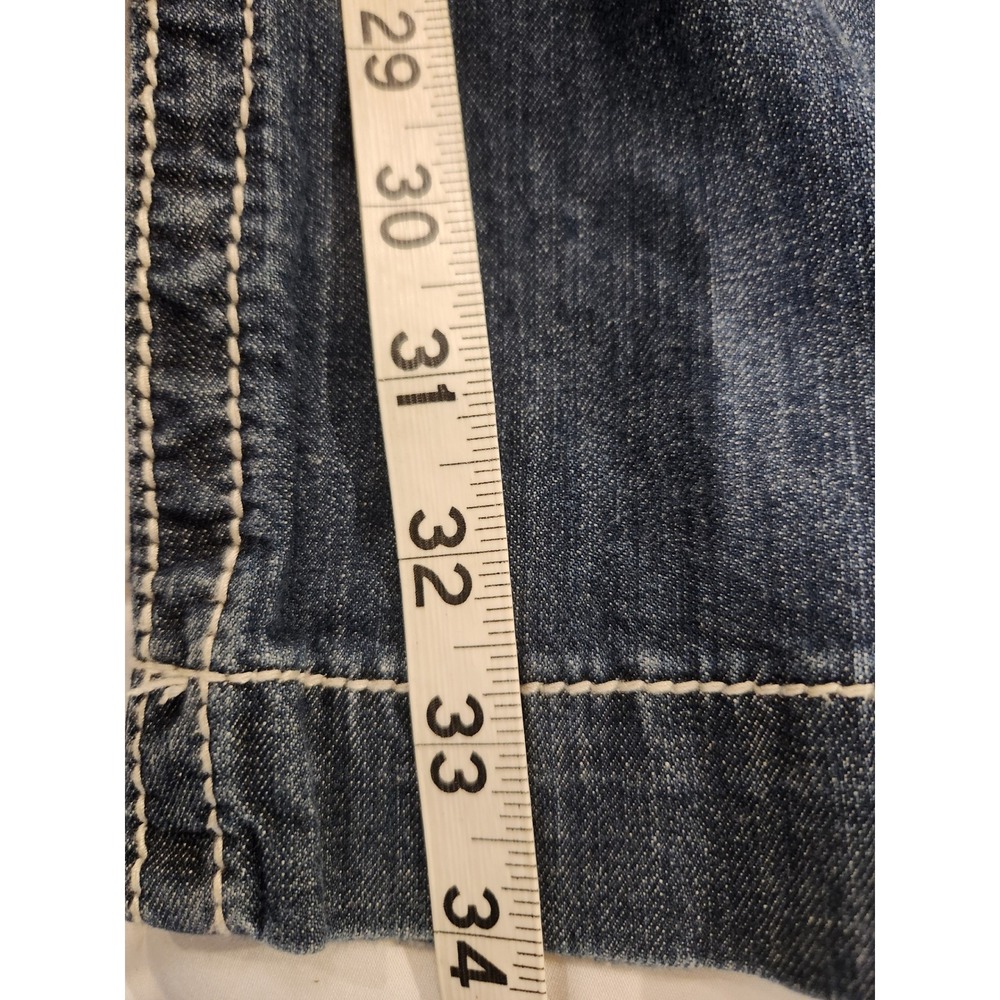 Women’s Distressed Bootcut Jeans - Dark Blue - Picture 10 of 12